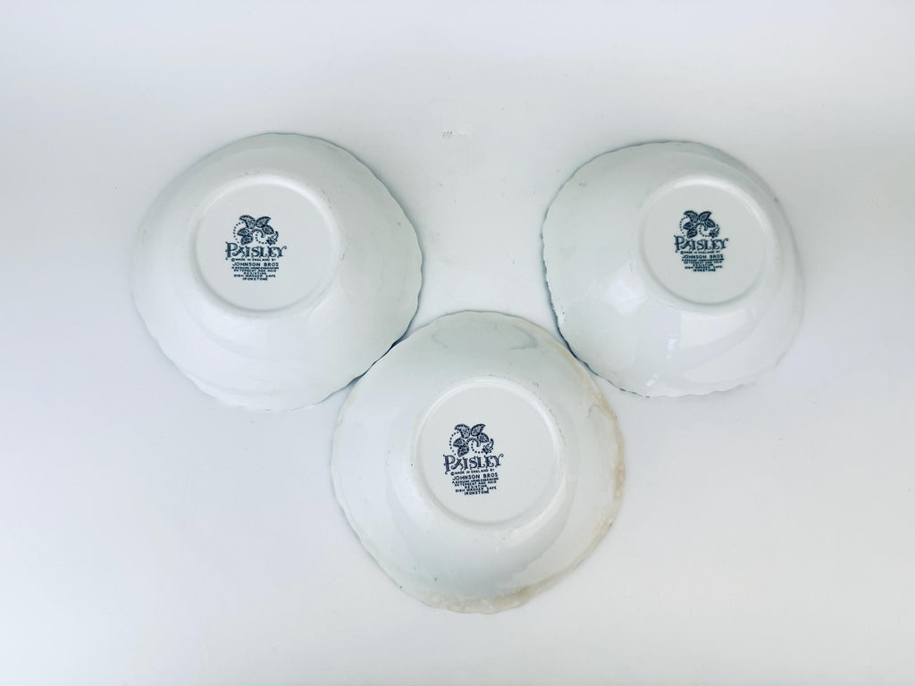 Vintage White + Black 'Paisley' Pattern English Ironstone Plate + Bowl Replacement - Made In England - Sold Separately