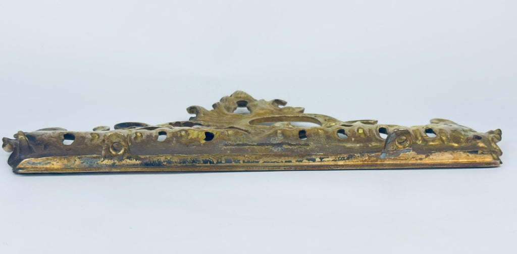 Vintage 1950s Solid Brass Rococo Pediment - Gold Furniture Mount - Mirror & Cabinet Trim