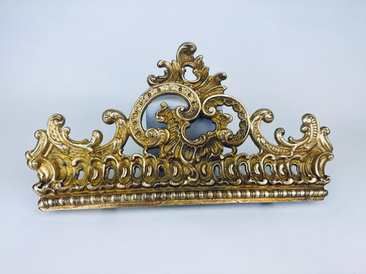 Vintage 1950s Solid Brass Rococo Pediment - Gold Furniture Mount - Mirror & Cabinet Trim