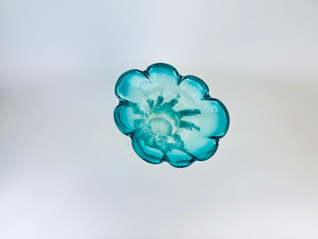 Vintage Murano Aqua Blue Glass Vase  Hand Blown Italian Art Glass with Arte Murano ICET Mark