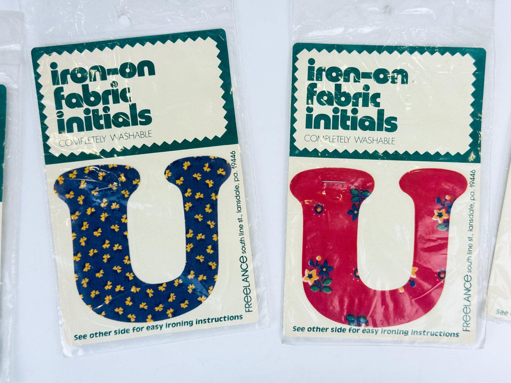 Patch thermocollant vintage des années 1970 avec initiales - Appliqué floral - Monogramme lavable neuf et ancien