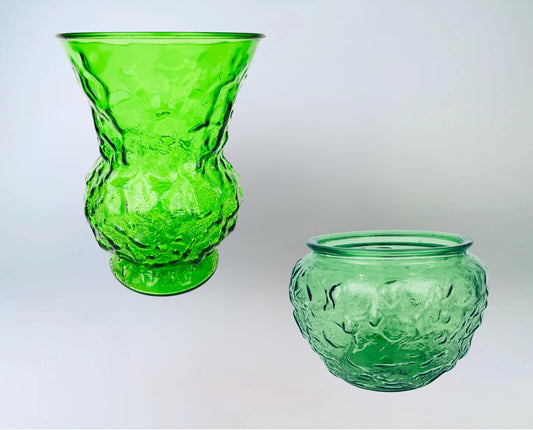 Vintage Green Crinkle Glass Vase - Made In USA By EO Brody Co. - Sold Separately