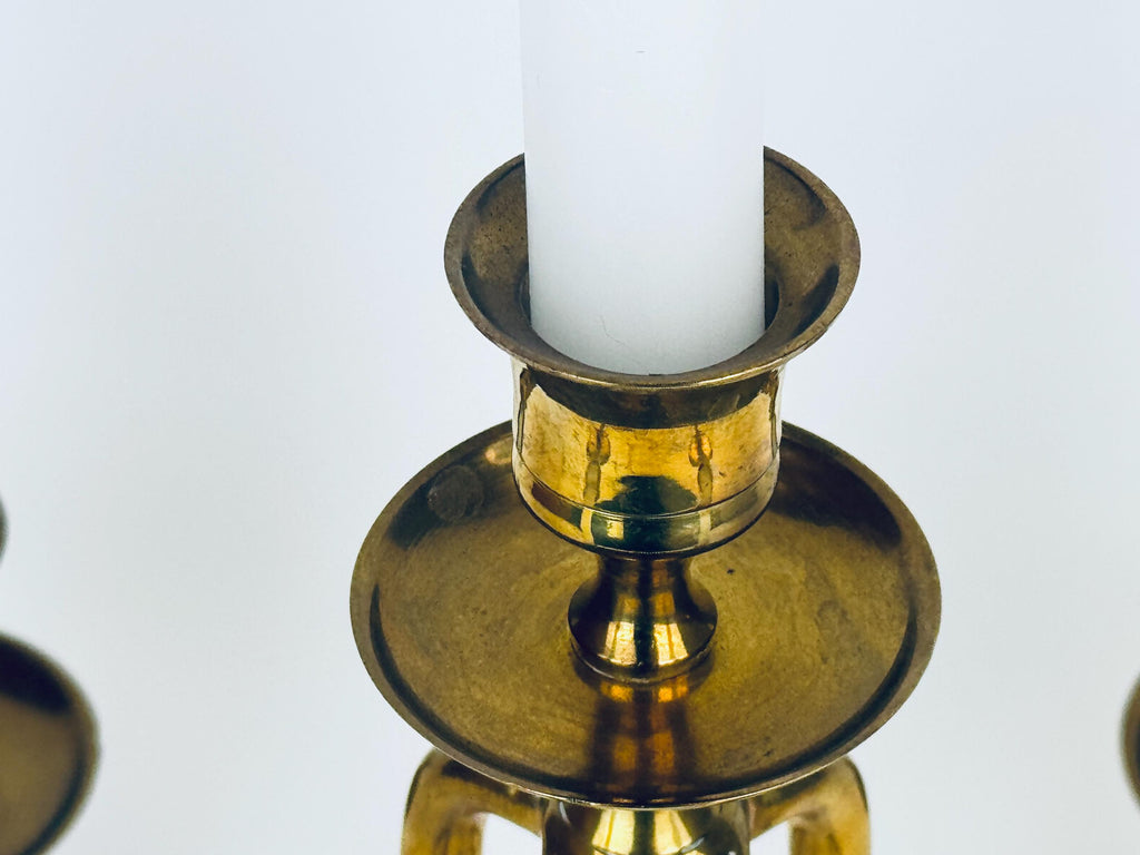 Vintage Solid Brass Candelabra Candlestick Holder - Five (5) Arm - Attractive Aged Metal Patina