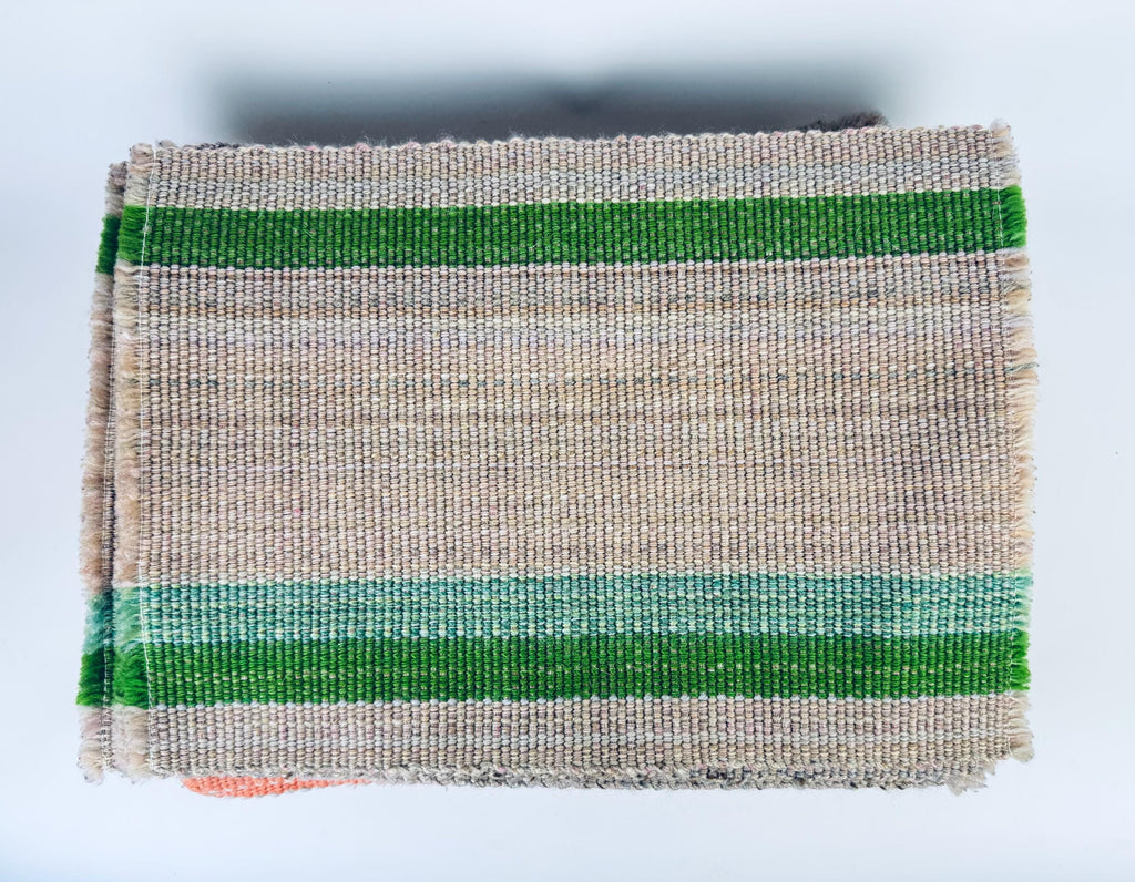 Vintage 1970s-80s Striped Woven Fringe Placemats - Acrylic Polyester Retro Table Linens - Sets Sold Separately