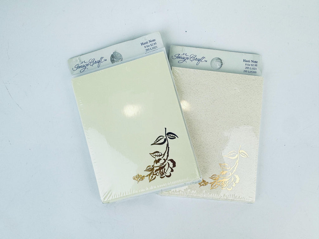 Vintage Greeting Card Sets  1970s to 1990s  Foil Floral and Cat Designs  Blank Note Cards  Sealed Stationery Packs