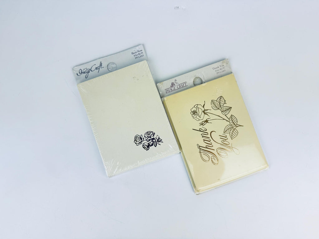Vintage Greeting Card Sets  1970s to 1990s  Foil Floral and Cat Designs  Blank Note Cards  Sealed Stationery Packs