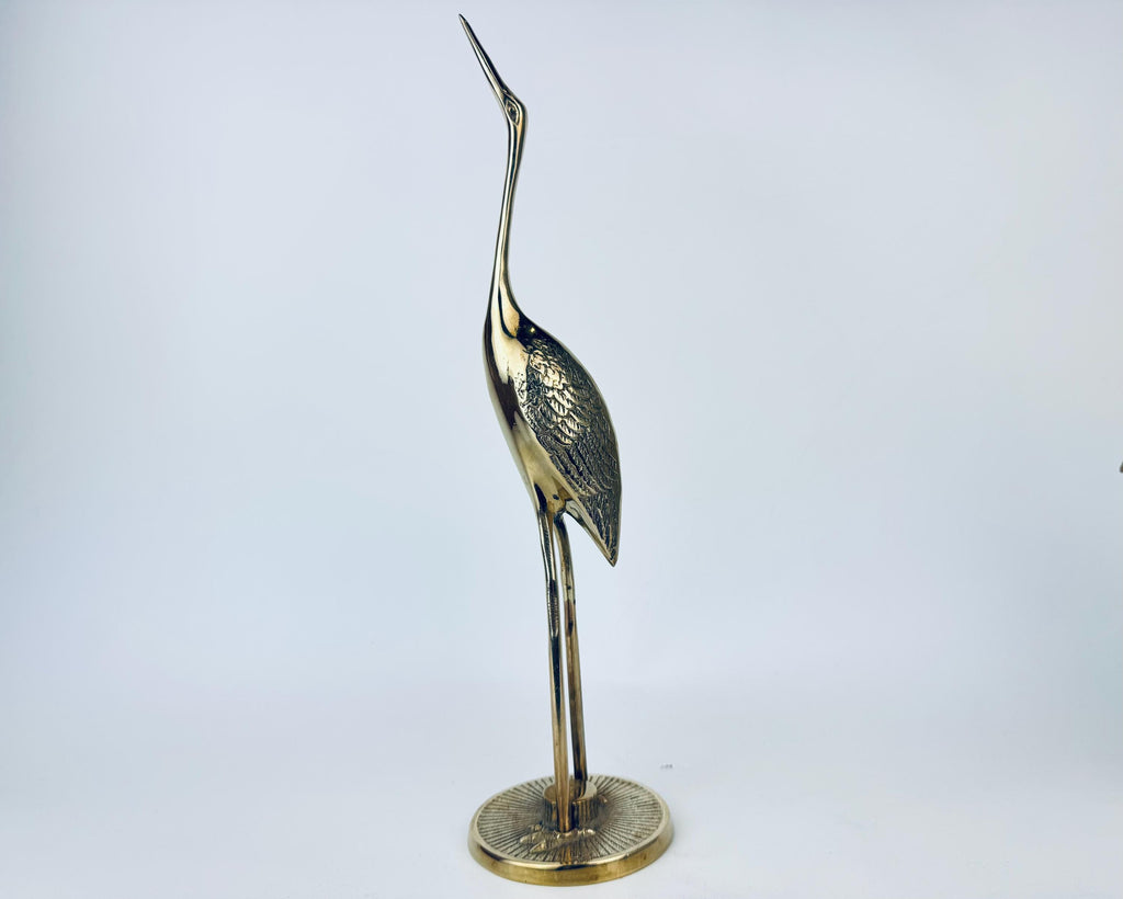 Vintage 1970s MidCentury Modern Brass Crane Sculptures  Made in Korea  Pair of Elegant Shelf & Mantel Figurines