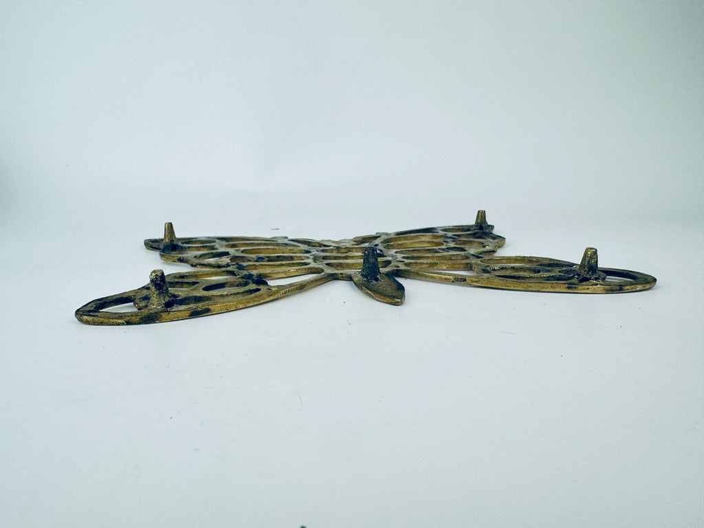 Vintage 1970s Brass Butterfly Trivet  Gold Metal Pot Holder Table Saver - Sold Separately