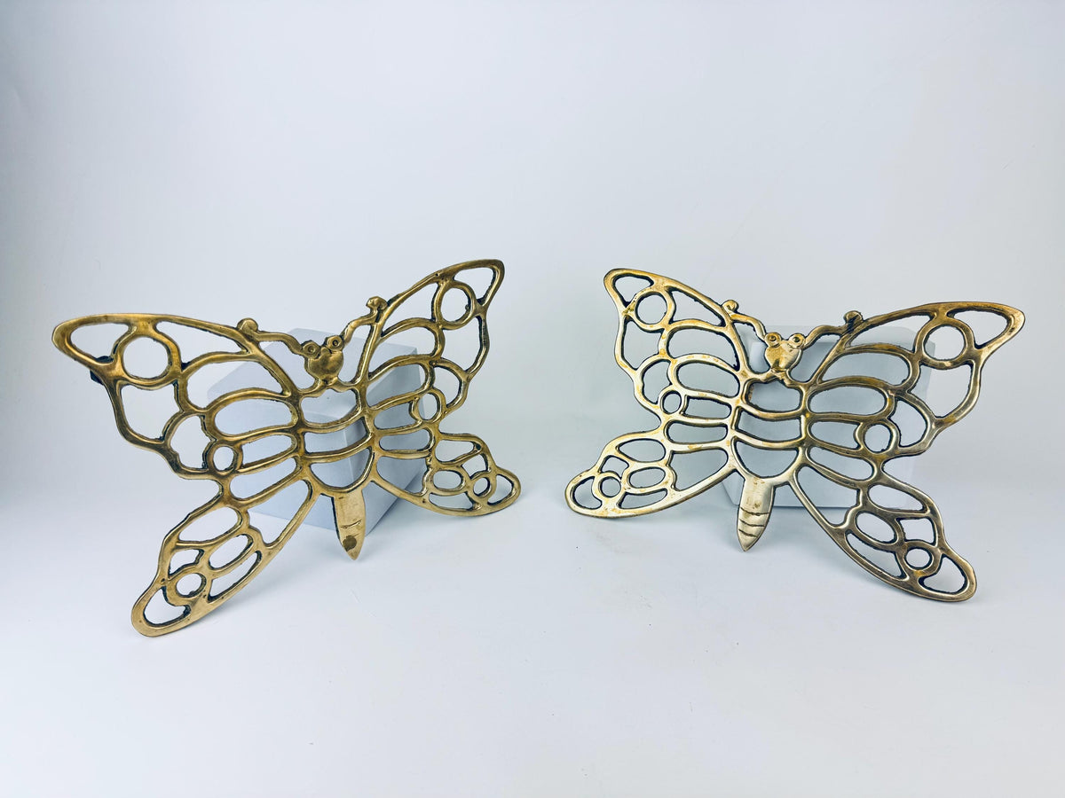 Vintage 1970s Brass Butterfly Trivet  Gold Metal Pot Holder Table Saver - Sold Separately
