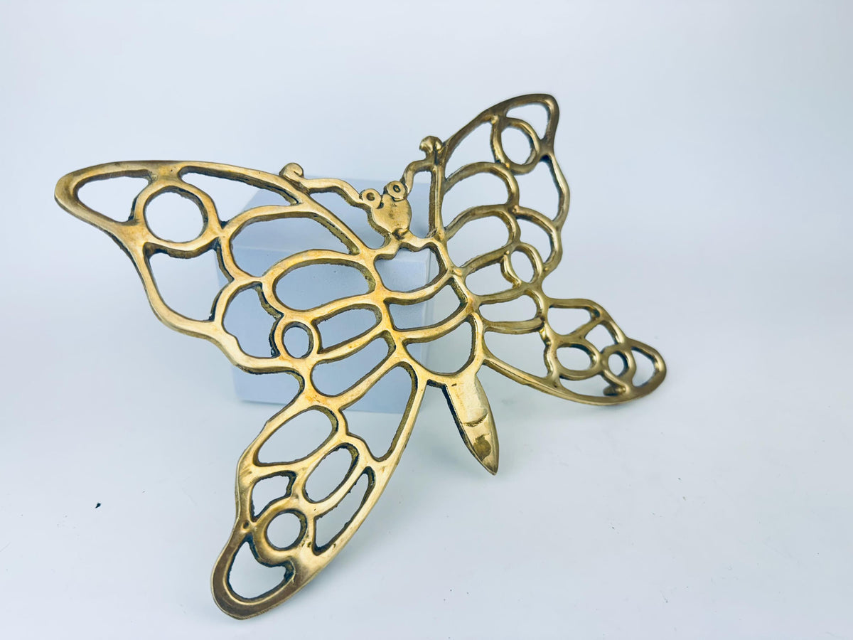 Vintage 1970s Brass Butterfly Trivet  Gold Metal Pot Holder Table Saver - Sold Separately