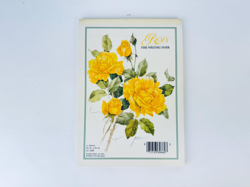 Notebook cover with yellow roses on a light blue background