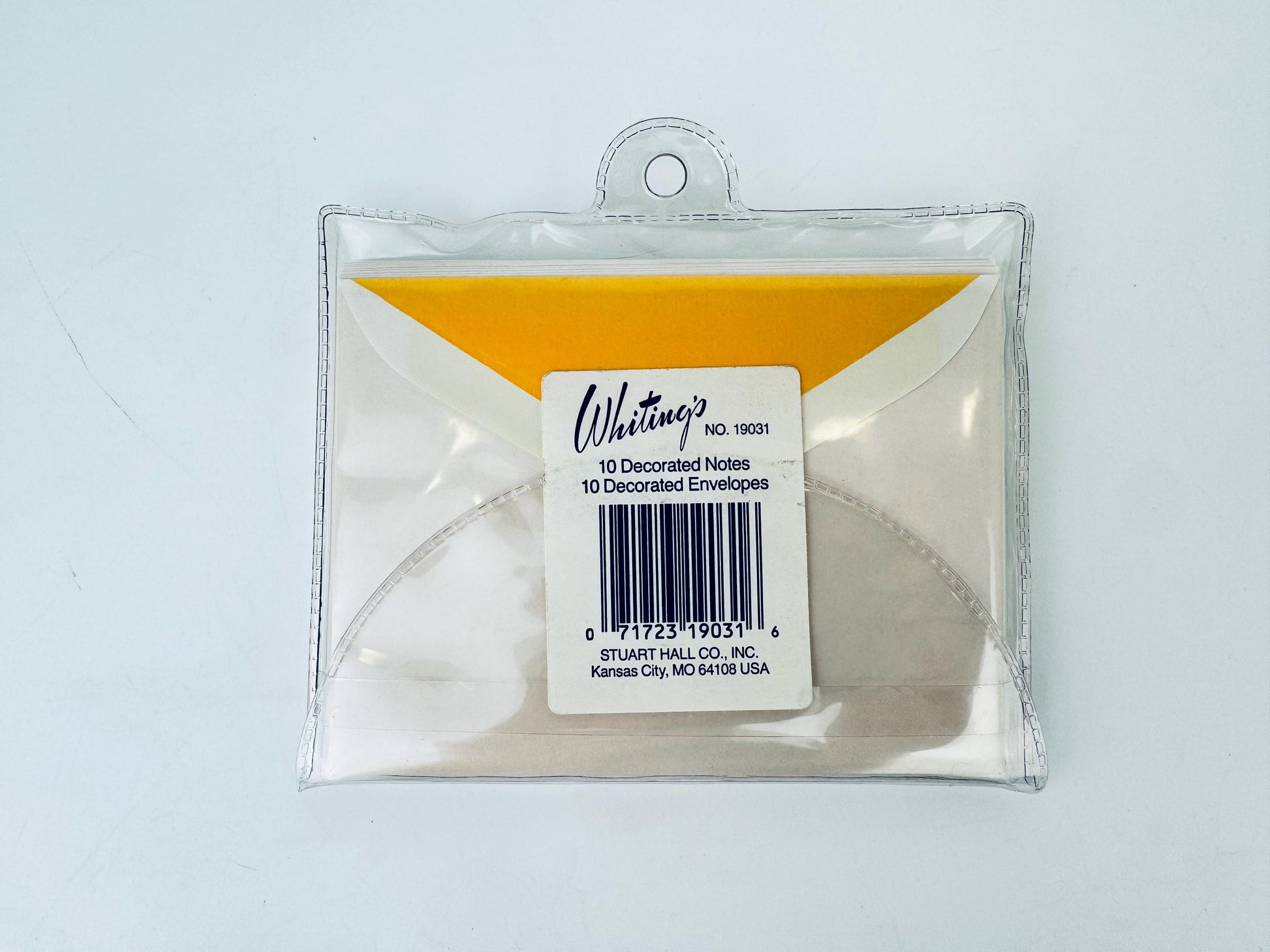 Packaged set of decorated envelopes with a visible label on a light gray background