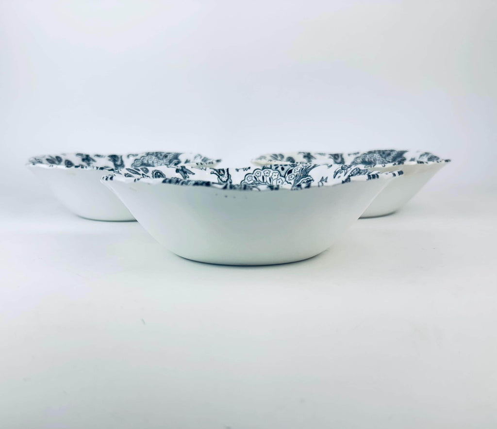 Vintage White + Black 'Paisley' Pattern English Ironstone Plate + Bowl Replacement - Made In England - Sold Separately