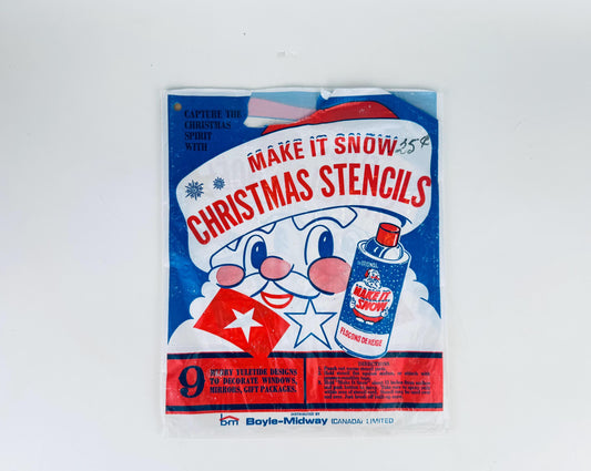 Pack of Christmas stencils with a cartoon character on a white background