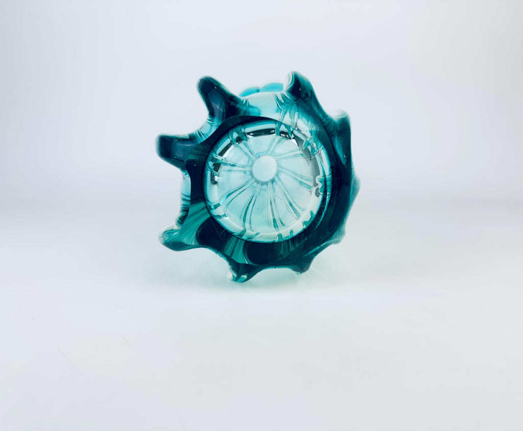 Vintage Murano Aqua Blue Glass Vase  Hand Blown Italian Art Glass with Arte Murano ICET Mark