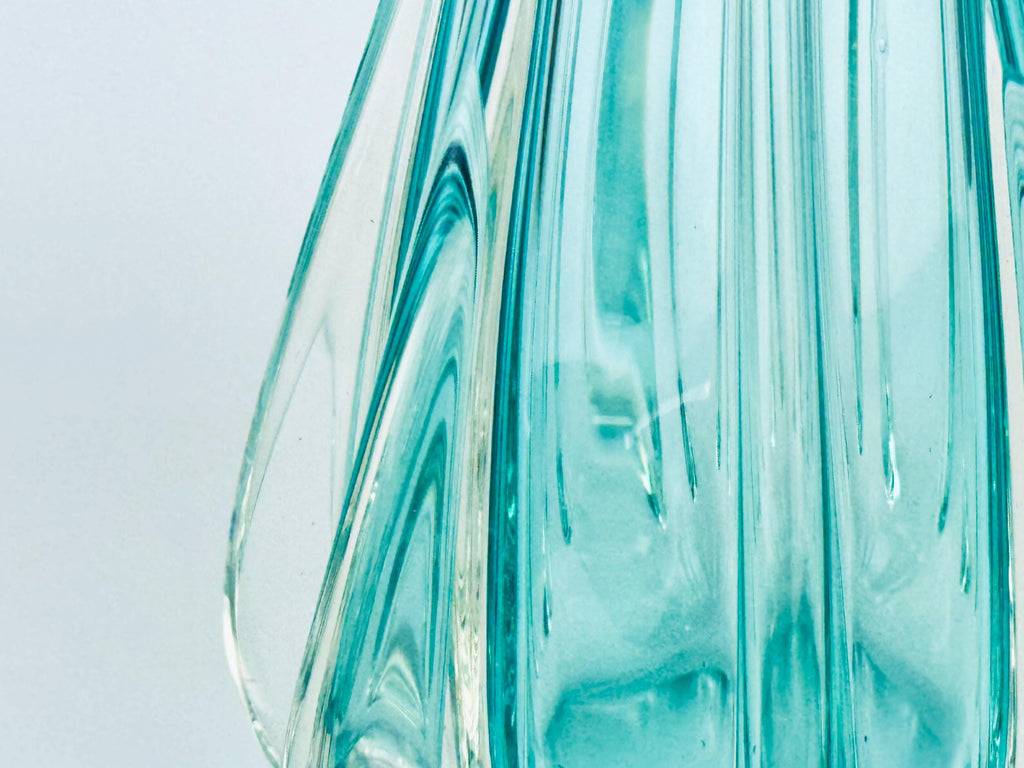 Vintage Murano Aqua Blue Glass Vase  Hand Blown Italian Art Glass with Arte Murano ICET Mark