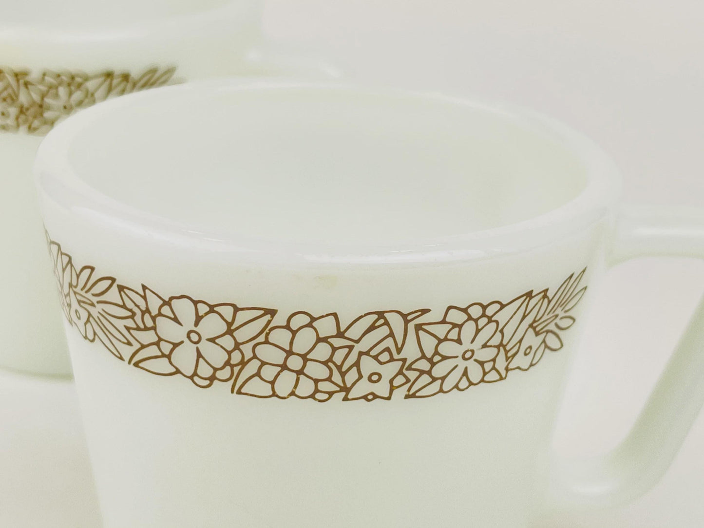 Vintage Pyrex Milk Glass Mugs  1970s White Opal Coffee Cups - Old Town Blue, Butterfly Gold, Woodland Pattern  Sold Individually Or Sets