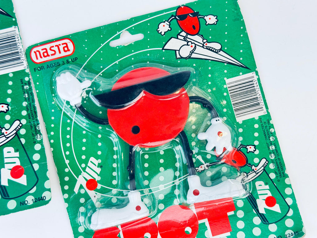 Vintage 1980s Red Spot 7UP Bendable Or WindUp Toy  Retro Beverage Mascot Collectible - Made By 'Nasta' - Each Sold Separately