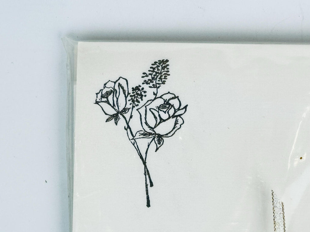 Vintage Floral Notepad Stationery Set - 1960s Blue & Beige Letter Paper with Gold Embossed Rose Motif - Cotton Blend Paper - Set of Two (2)