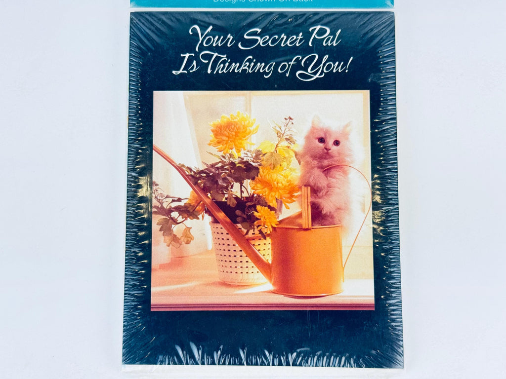 Vintage Greeting Card Sets  1970s to 1990s  Foil Floral and Cat Designs  Blank Note Cards  Sealed Stationery Packs