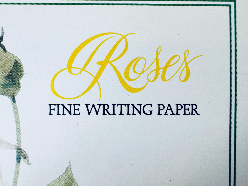 Fine writing paper with 'Roses' text and floral design