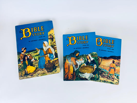 Three books titled 'The Bible Story' on a white background