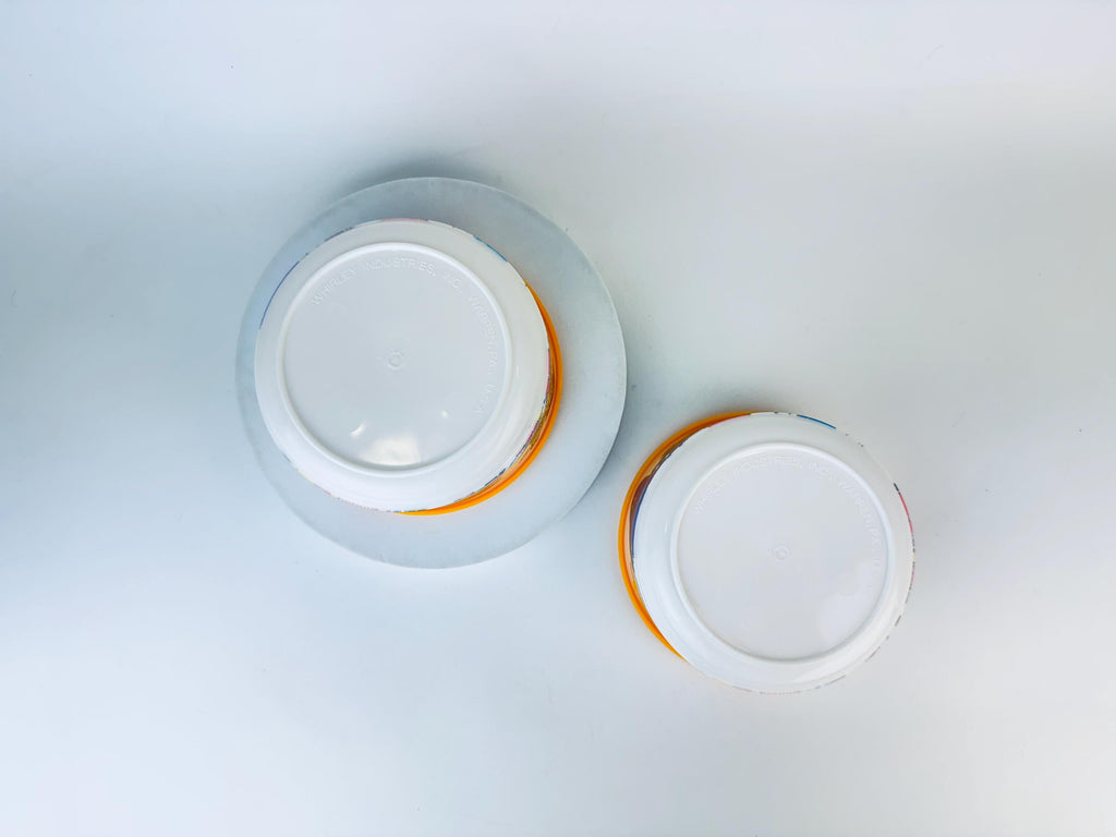 Vintage 1980s White & Yellow McDonalds Plastic Lidded Bowl   Whirley Industries MadeinUSA Collectible Container - Sold Individually