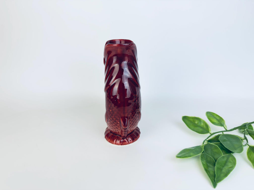 Reverse side of vintage ceramic fish jug showing tail and back detail