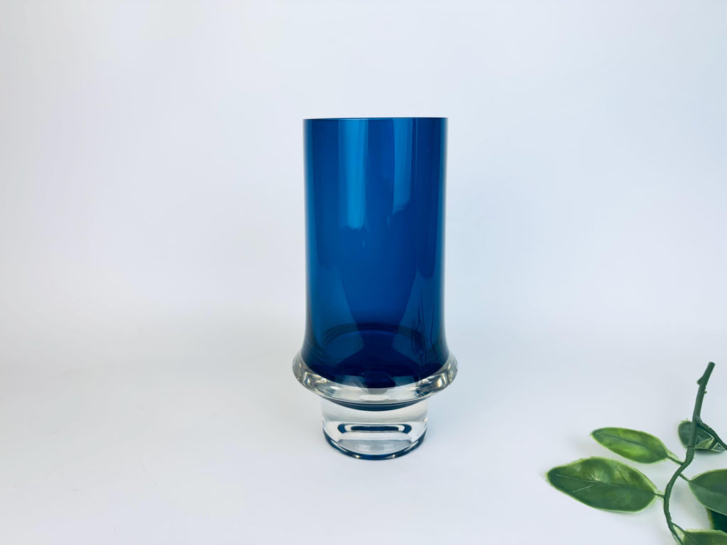 Vintage Tapio Wirkkala Cobalt Blue Glass Vase  1960s Iittala Finland Scandinavian Modern Art Glass