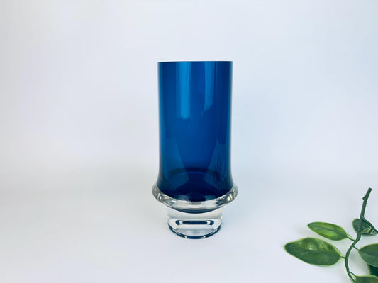 Vintage Tapio Wirkkala Cobalt Blue Glass Vase  1960s Iittala Finland Scandinavian Modern Art Glass