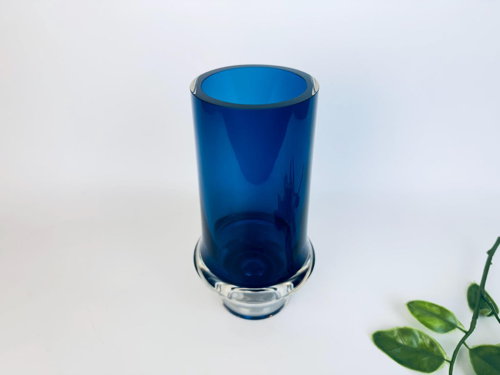 Vintage Tapio Wirkkala Cobalt Blue Glass Vase  1960s Iittala Finland Scandinavian Modern Art Glass