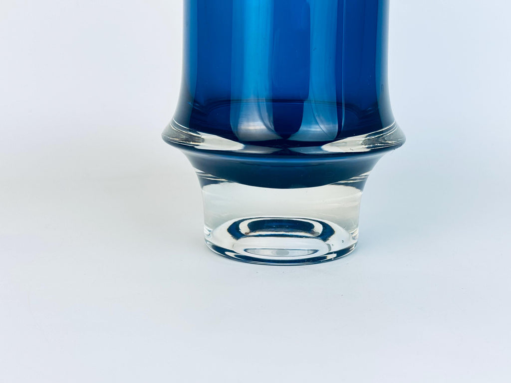 Vintage Tapio Wirkkala Cobalt Blue Glass Vase  1960s Iittala Finland Scandinavian Modern Art Glass