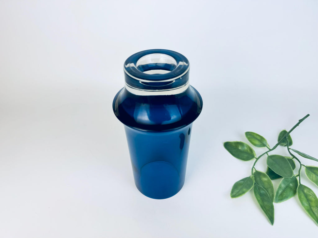Vintage Tapio Wirkkala Cobalt Blue Glass Vase  1960s Iittala Finland Scandinavian Modern Art Glass