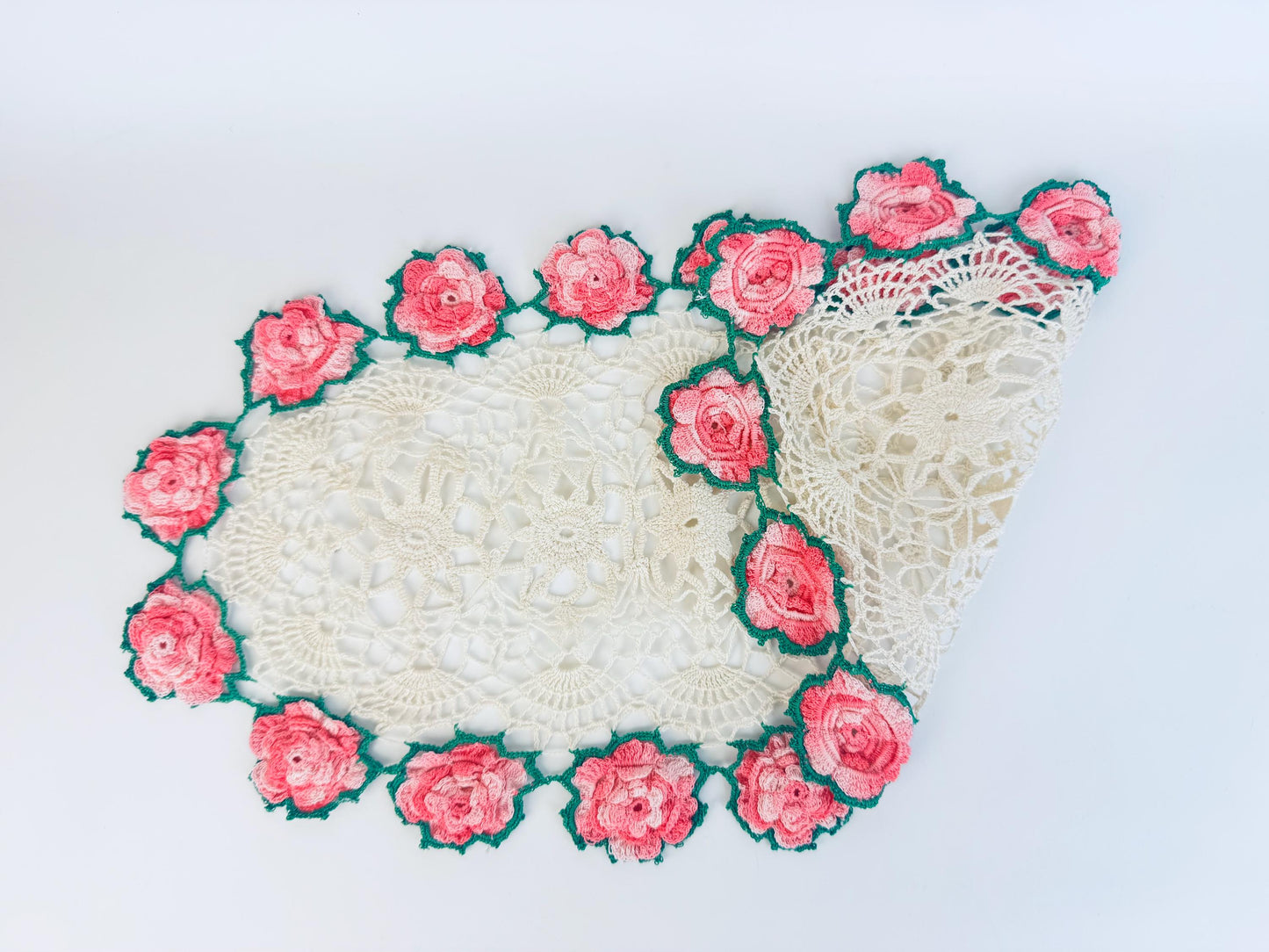 Folded view showing soft drape and flexibility of handmade lace