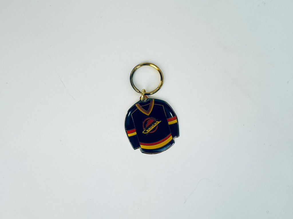 Vintage Black & Gold 1989 Vancouver Canucks Team Jersey Keychain  Enamel Metal Souvenir