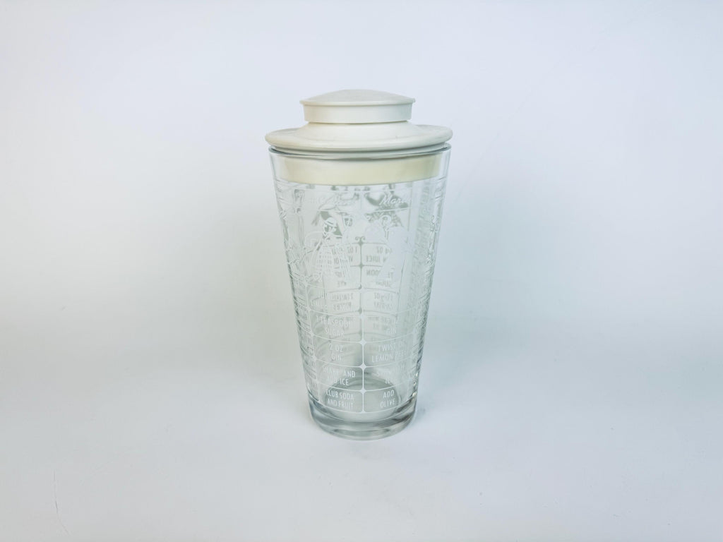 Vintage Federal Glass Cocktail Shaker  White Plastic Lid