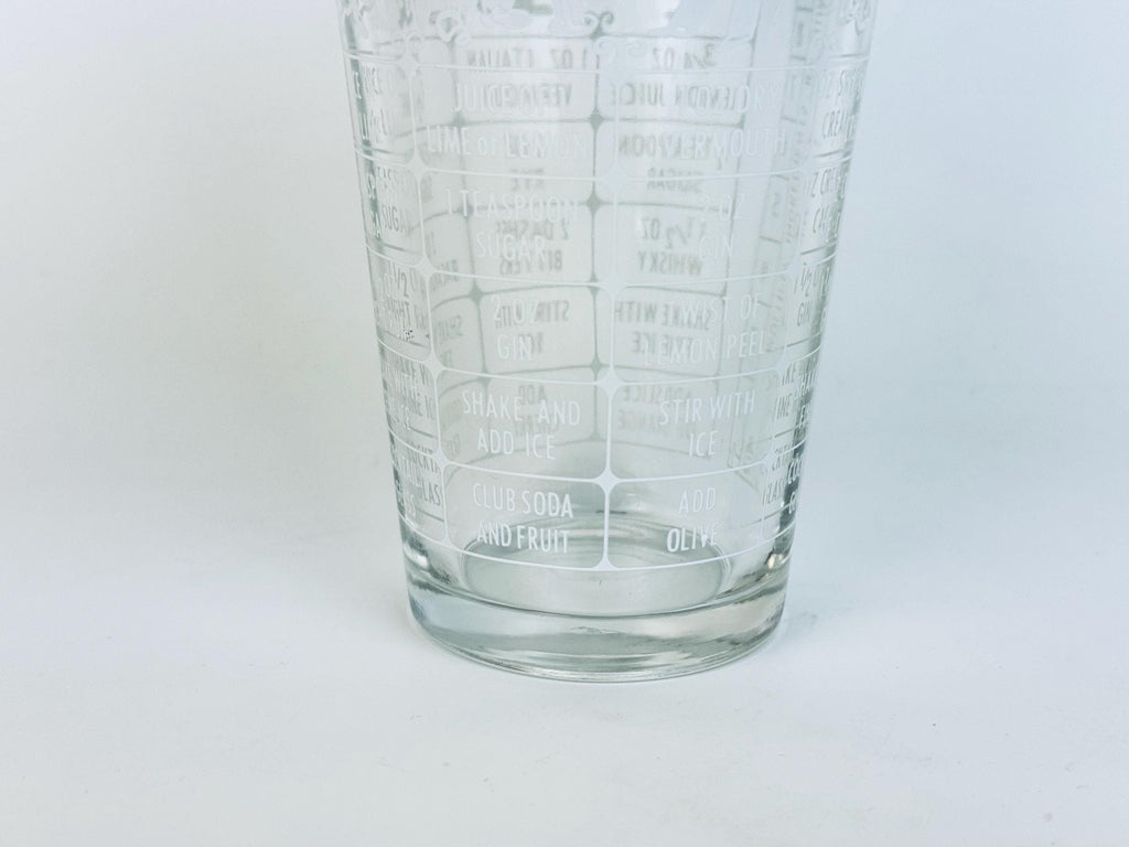 Vintage Federal Glass Cocktail Shaker  White Plastic Lid