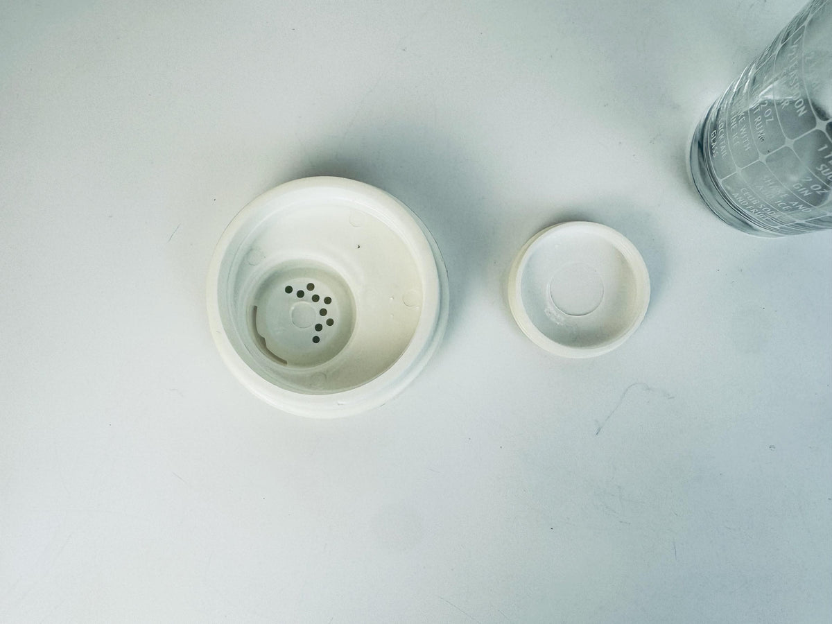 Vintage Federal Glass Cocktail Shaker  White Plastic Lid