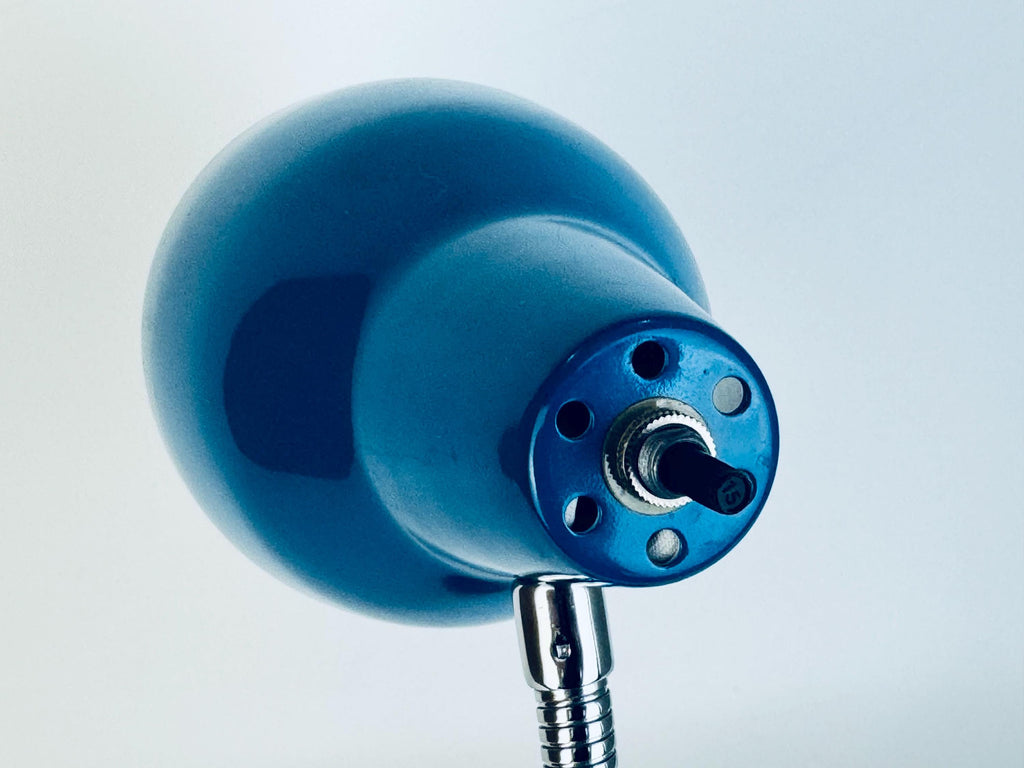 Vintage Y2K Blue & Silver Metal Gooseneck Desk/Home Office Task Lamp - Twist Switch