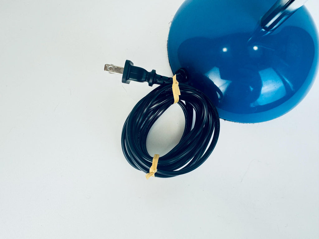 Vintage Y2K Blue & Silver Metal Gooseneck Desk/Home Office Task Lamp - Twist Switch