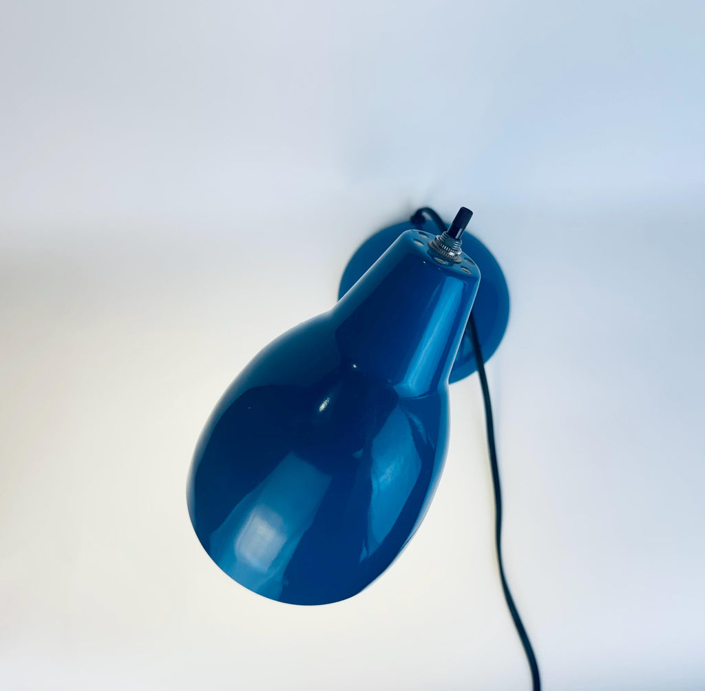 Vintage Y2K Blue & Silver Metal Gooseneck Desk/Home Office Task Lamp - Twist Switch