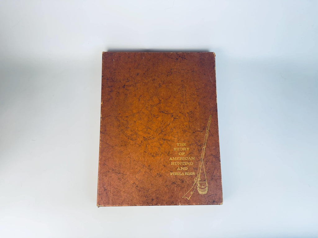 Vintage Brown Hardcover Book with Slipcase  The Story of American Hunting and Firearms (1959) - Illustrated Collectible History