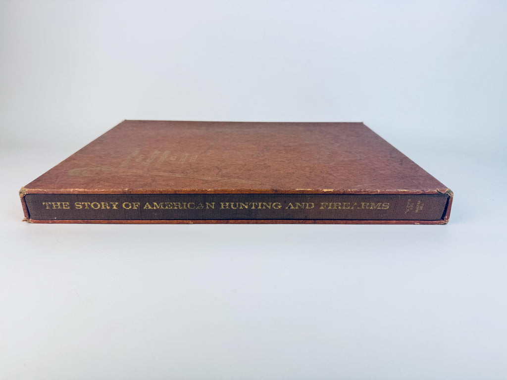 Vintage Brown Hardcover Book with Slipcase  The Story of American Hunting and Firearms (1959) - Illustrated Collectible History