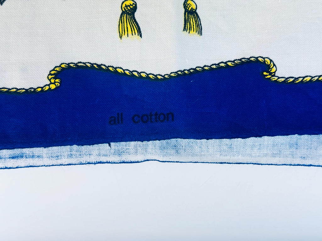 Vintage 1977 Queens Silver Jubilee Tea Towel  Blue Cotton British Royal Commemorative Kitchen Linen