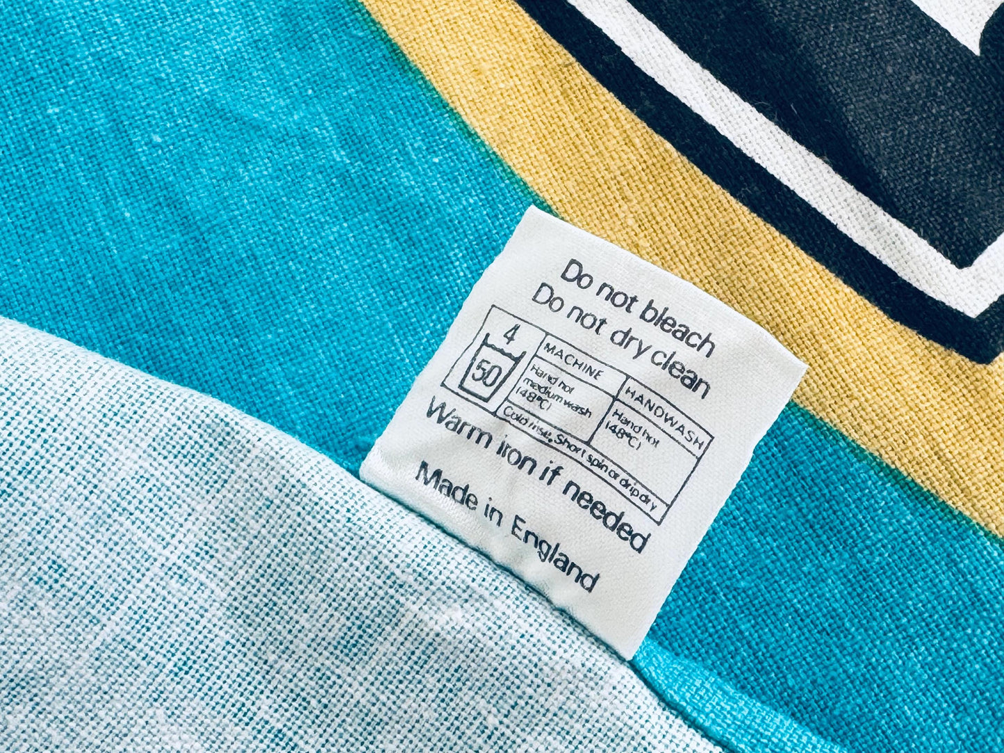 Vintage Heinz Baked Beans Tea Towel  Turquoise Cotton Kitchen Linen, British Advertising Textile, Retro Cotswold Designs 1970s