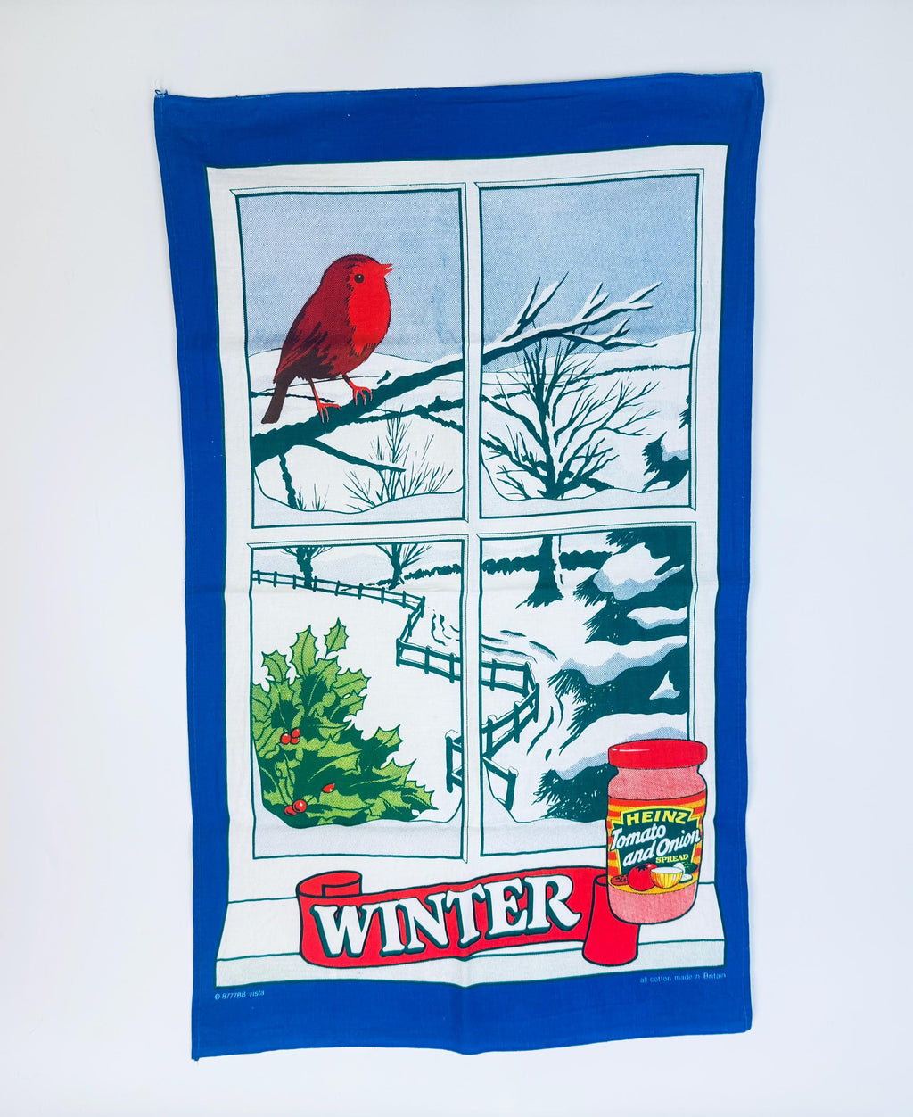 Vintage 1970s Heinz Advertising Tea Towel  Four Seasons Cotton Kitchen Towels, Retro British Promo Linens