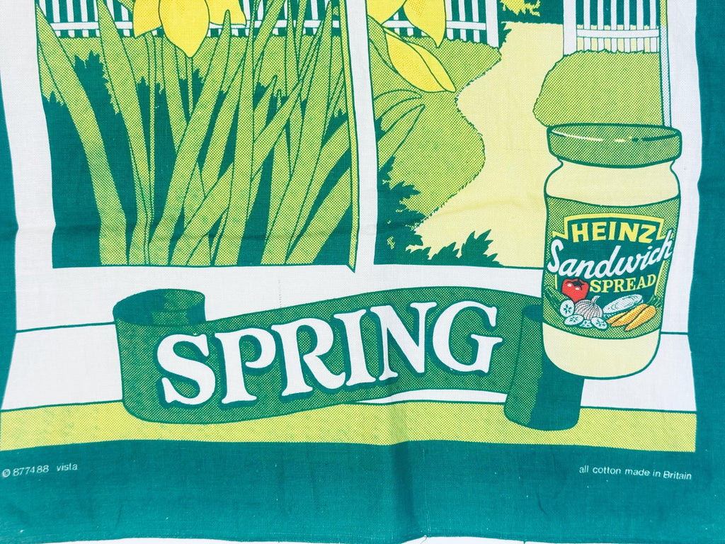 Vintage 1970s Heinz Advertising Tea Towel  Four Seasons Cotton Kitchen Towels, Retro British Promo Linens