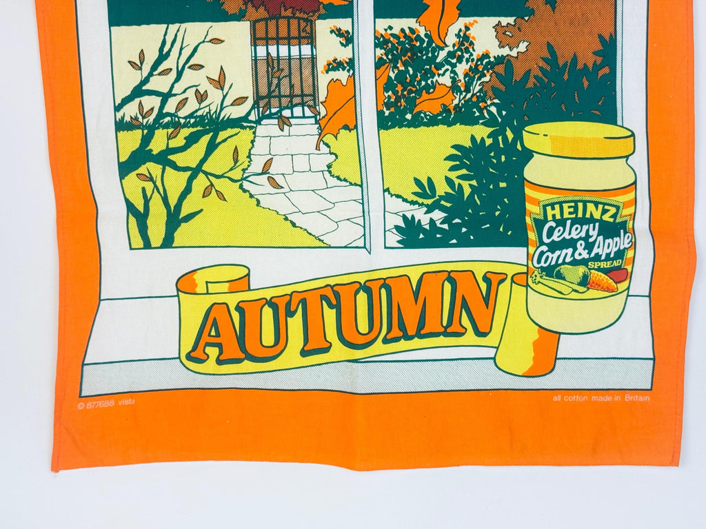 Vintage 1970s Heinz Advertising Tea Towel  Four Seasons Cotton Kitchen Towels, Retro British Promo Linens