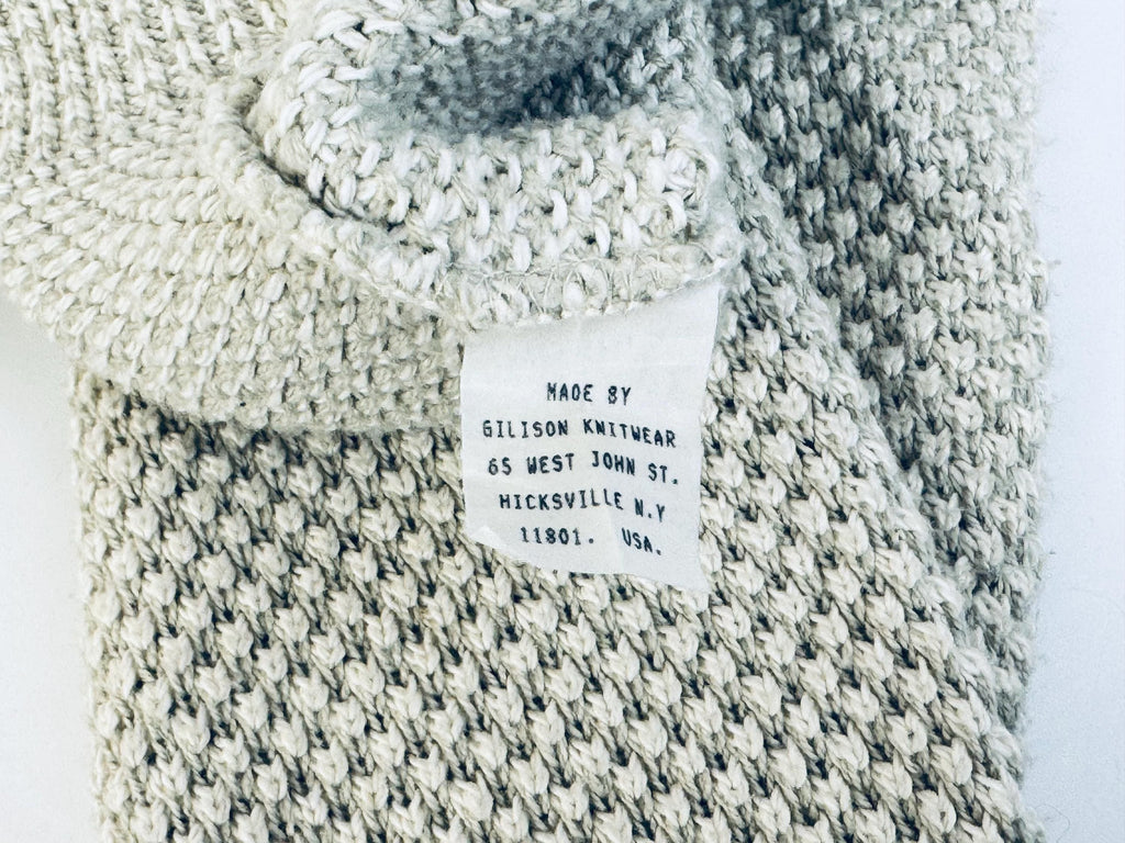 Vintage 'PECONIC Bay Traders' Beige Waffle Knit Henley Sweater - Size X-Large - Made In USA