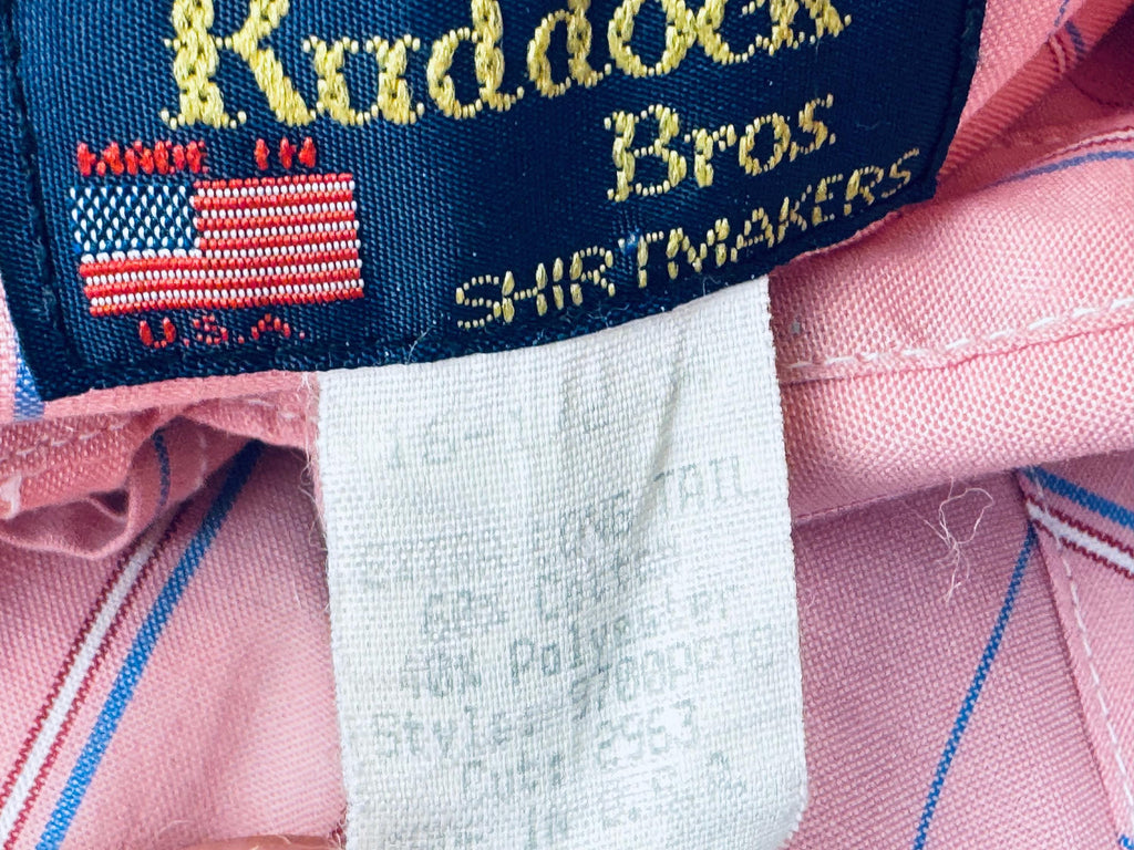 Vintage 1980s Ruddock Bros Pink Stripe Western Shirt  Size L  Cotton Blend Casual Button-Down